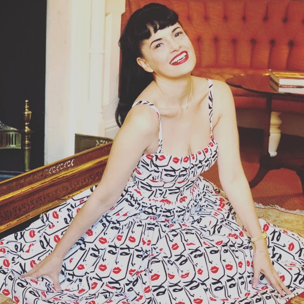 Bernie Dexter Paris Dress in Wink Beauty Mark Print - Size Medium